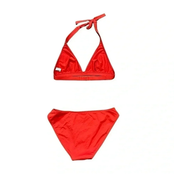 DnuD Paris 2 Piece Bikini Swimsuit: Essential Triangle Neck Bra+Panties Scarlet - Picture 6 of 12